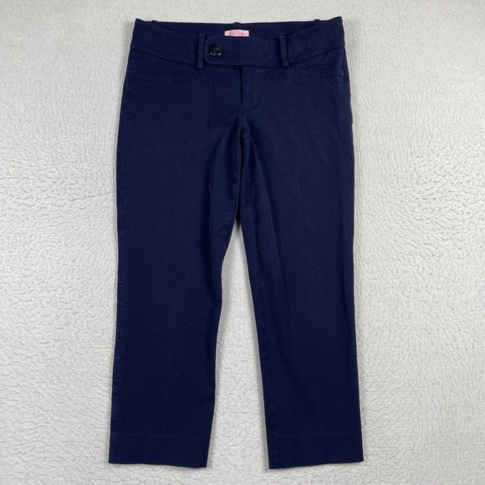 Lilly Pulitzer Pants Womens 8 Blue Luxury Capri Travel Casual Career Pant